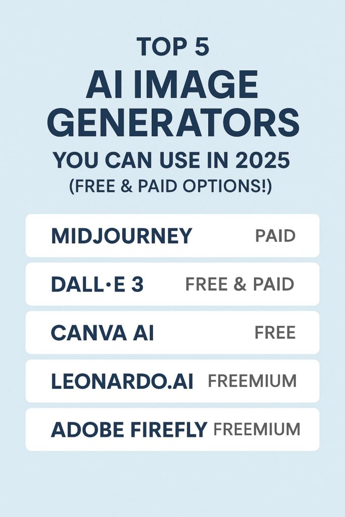 Top 5 Tested AI Image Generator Free & Paid in 2025