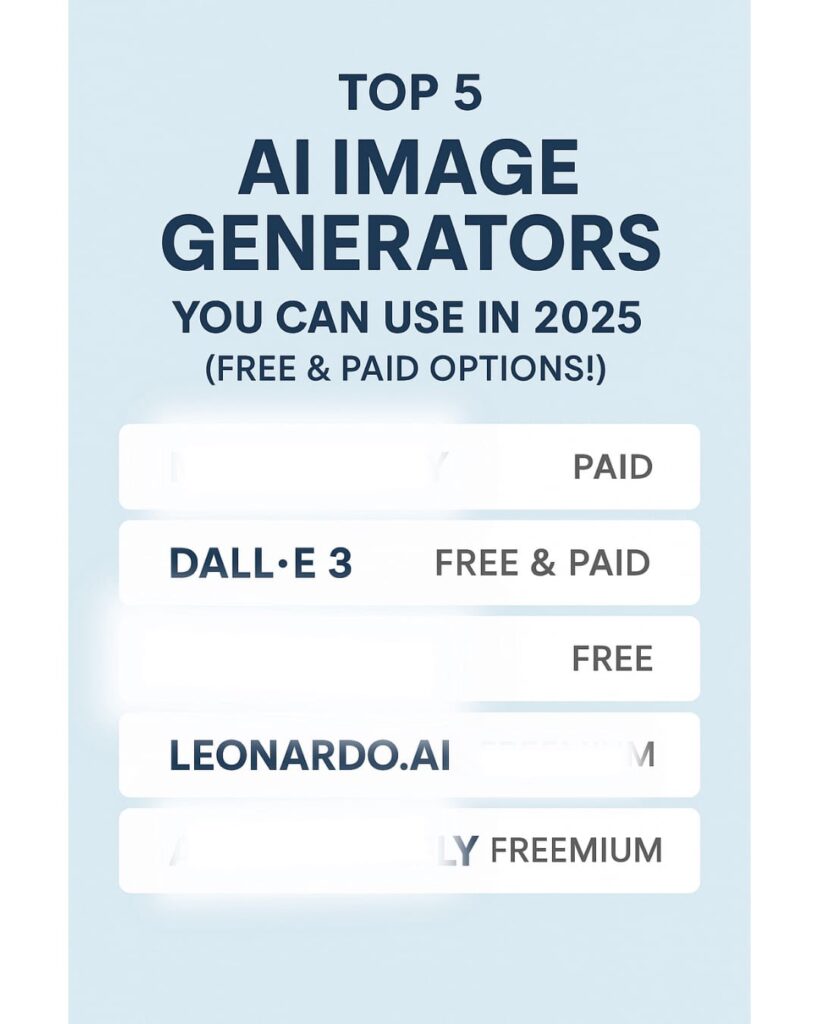 Top 5 Tested AI Image Generator Free & Paid in 2025
