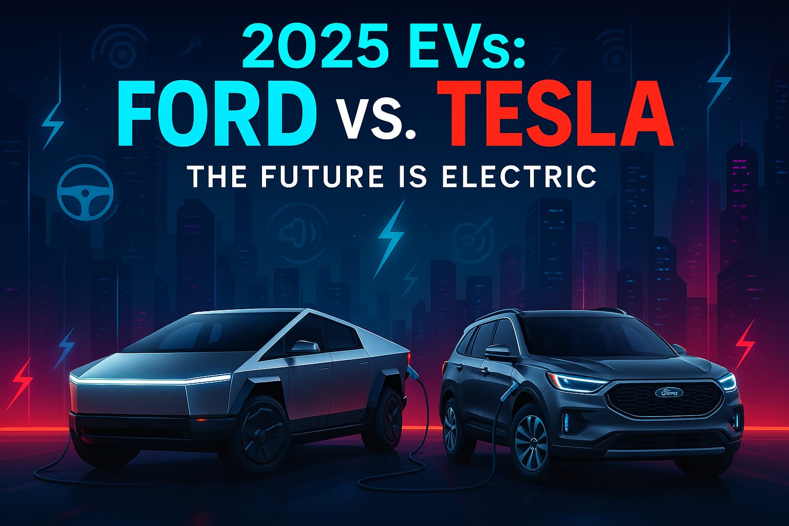 2025 Tesla Cybertruck vs Ford F-150 Lightning charging comparison.