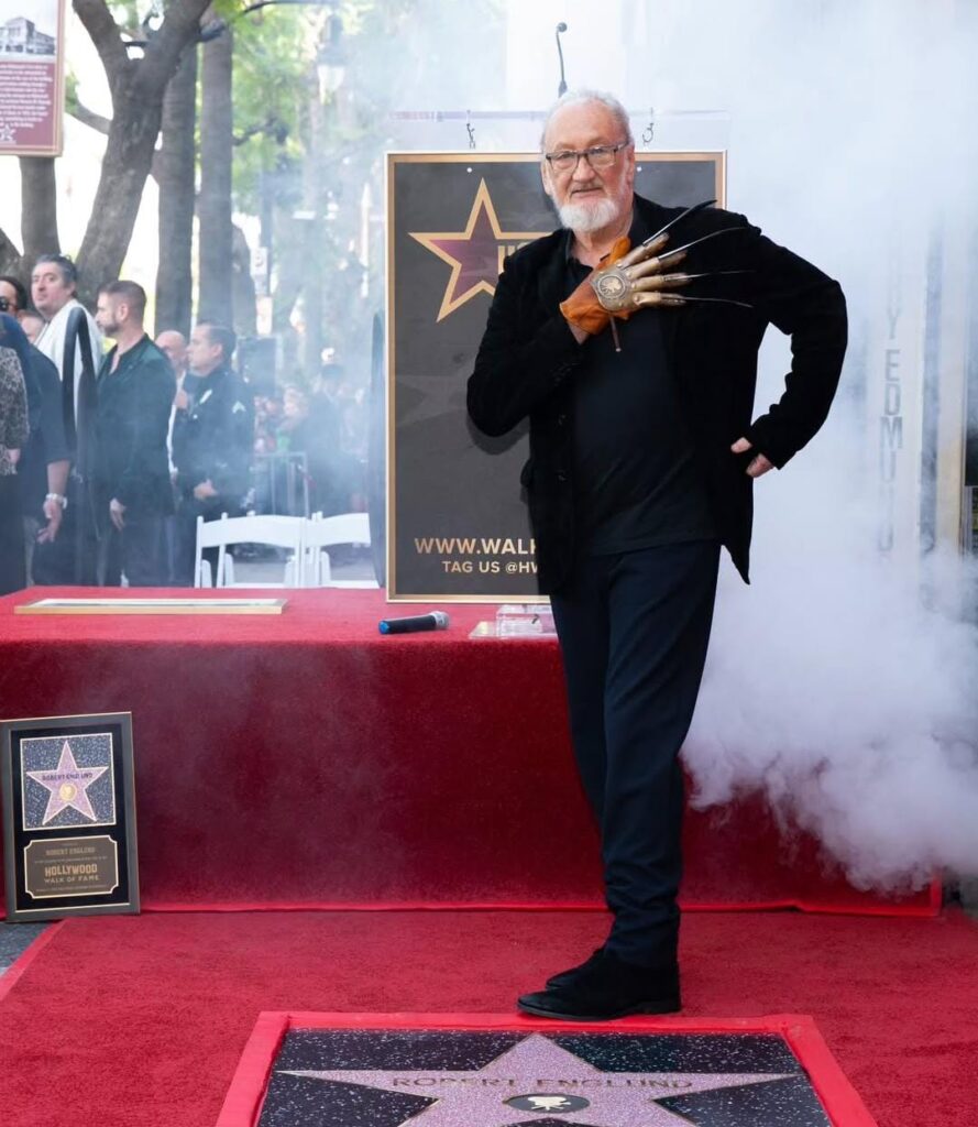 Robert Englund Poses with Freddy Krueger Glove as He Accepts Star on the Hollywood Walk of Fame — on Halloween