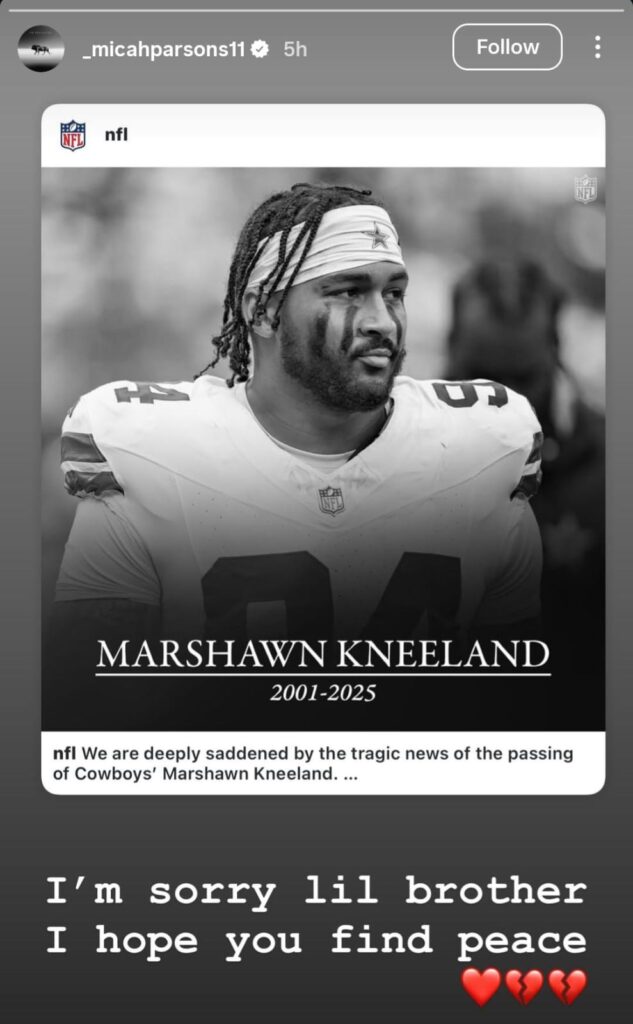 Micah Parsons, Kneeland’s teammate posted “I’m sorry lil brother. I hope you find peace.”